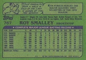 1982 Topps #767 Roy Smalley Back