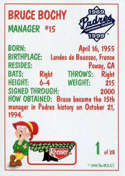 1999 Keebler San Diego Padres #1 Bruce Bochy Back