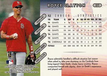 1997 Donruss #217 Royce Clayton Back