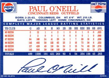 1991 Pepsi Cincinnati Reds #NNO Paul O'Neill Back
