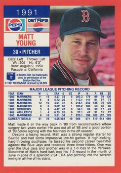 1991 Pepsi Boston Red Sox #NNO Matt Young Back