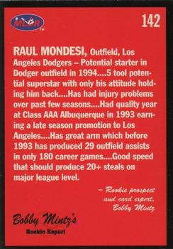1993 Lime Rock Dominican Winter League #142 Raul Mondesi Back