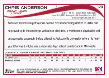 2014 Topps Pro Debut #173 Chris Anderson Back