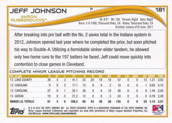 2014 Topps Pro Debut #181 Jeff Johnson Back