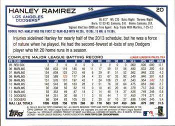 2014 Topps Chrome #20 Hanley Ramirez Back