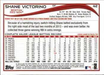 2014 Topps Chrome #42 Shane Victorino Back