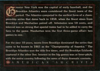 1994 American Archives Origins of Baseball #16 Brooklyn Atlantics Back