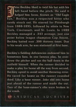 1994 American Archives Origins of Baseball #69 Jake Beckley Back