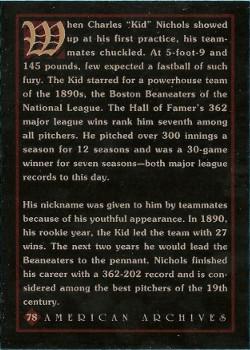1994 American Archives Origins of Baseball #78 Kid Nichols Back