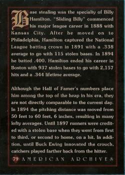 1994 American Archives Origins of Baseball #79 Billy Hamilton Back