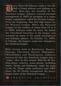 1994 American Archives Origins of Baseball #80 Ban Johnson Back