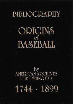 1994 American Archives Origins of Baseball #NNO Bibliography card Front