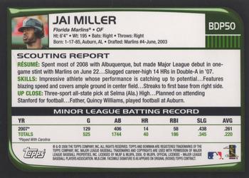 2008 Bowman Draft Picks & Prospects #BDP50 Jai Miller Back