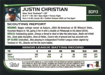 2008 Bowman Draft Picks & Prospects #BDP13 Justin Christian Back