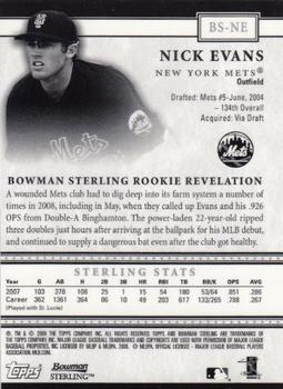 2008 Bowman Sterling #BS-NE Nick Evans Back
