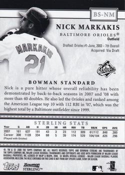 2008 Bowman Sterling #BS-NM Nick Markakis Back