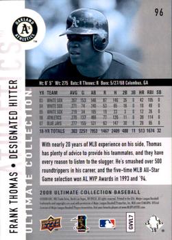 2008 Upper Deck Ultimate Collection #96 Frank Thomas Back