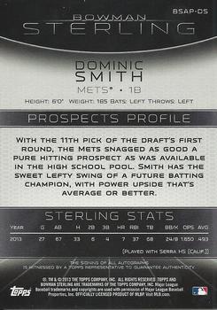 2013 Bowman Sterling - Prospect Autographs #BSAP-DS Dominic Smith Back