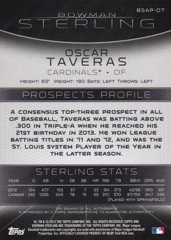2013 Bowman Sterling - Prospect Autographs #BSAP-OT Oscar Taveras Back