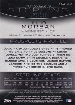 2013 Bowman Sterling - Prospect Autographs Green Refractors #BSAP-JMO Julio Morban Back