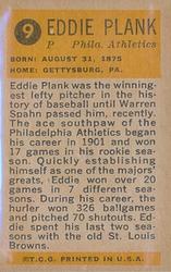 1963 Bazooka All-Time Greats #9 Eddie Plank    Back