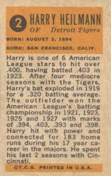 1963 Bazooka All-Time Greats #2 Harry Heilmann    Back
