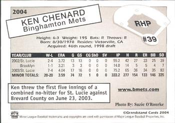 2004 Grandstand Binghamton Mets #6 Ken Chenard Back
