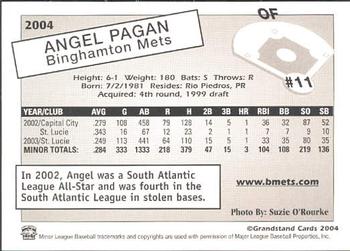 2004 Grandstand Binghamton Mets #20 Angel Pagan Back