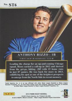2013 Panini Select - Select Team #ST6 Anthony Rizzo Back