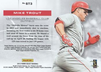 2013 Panini Select - Statisticians #ST3 Mike Trout Back