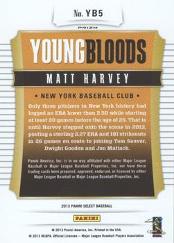 2013 Panini Select - Youngbloods Prizm #YB5 Matt Harvey Back
