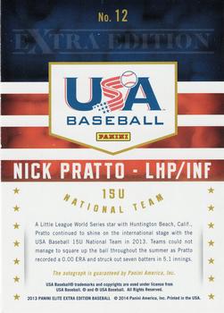 2013 Panini Elite Extra Edition - USA Baseball 15U Signatures #12 Nick Pratto Back