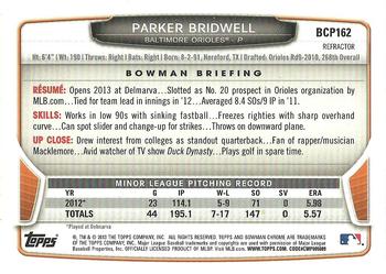 2013 Bowman Chrome - Prospects Green Refractors #BCP162 Parker Bridwell Back
