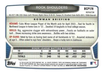 2013 Bowman Chrome - Prospects Green Refractors #BCP178 Rock Shoulders Back