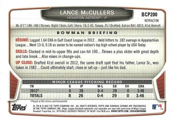 2013 Bowman Chrome - Prospects Green Refractors #BCP200 Lance McCullers Back