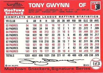 1991 MooTown Snackers #6 Tony Gwynn Back