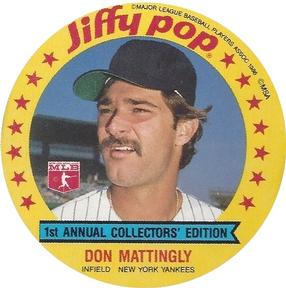 1986 Jiffy Pop Discs #6 Don Mattingly Front