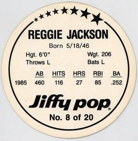 1986 Jiffy Pop Discs #8 Reggie Jackson Back