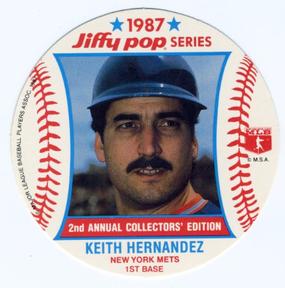 1987 Jiffy Pop Discs #4 Keith Hernandez Front