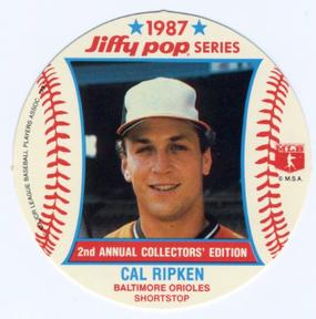 1987 Jiffy Pop Discs #8 Cal Ripken Jr. Front