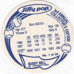 1988 Jiffy Pop Discs #1 Buddy Bell Back