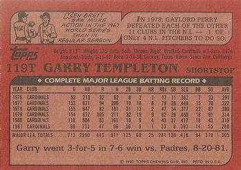 1982 Topps Traded #119T Garry Templeton Back