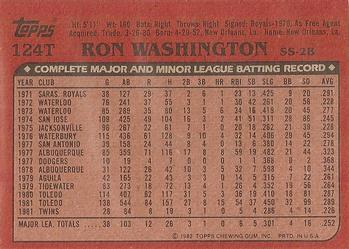 1982 Topps Traded #124T Ron Washington Back