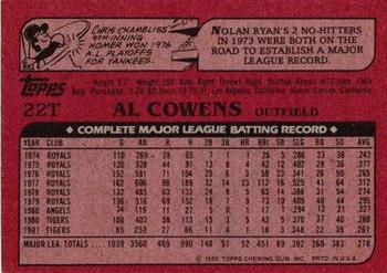 1982 Topps Traded #22T Al Cowens Back