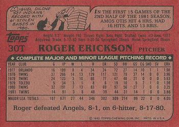 1982 Topps Traded #30T Roger Erickson Back