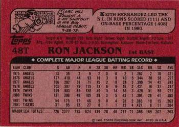 1982 Topps Traded #48T Ron Jackson Back