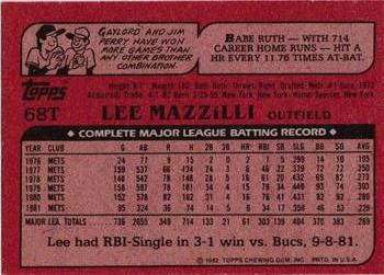 1982 Topps Traded #68T Lee Mazzilli Back