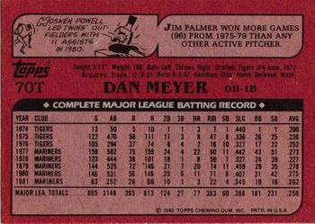 1982 Topps Traded #70T Dan Meyer Back