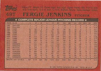 1982 Topps Traded #49T Fergie Jenkins Back