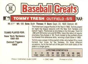 1989 Swell Baseball Greats #52 Tom Tresh Back